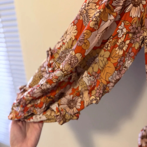 NWT Free People Under Wraps Mini Dress Warm Orange Combo Size 0 - Picture 7 of 11